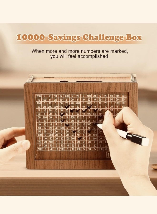NOMAZO Wooden Money Saving Box ₹1,00,000 Target Piggy Bank with Goal Tracker Smart Cash & Coin Vault for Kids & Adults Personal Finance Saving Challenge Box - Image 4